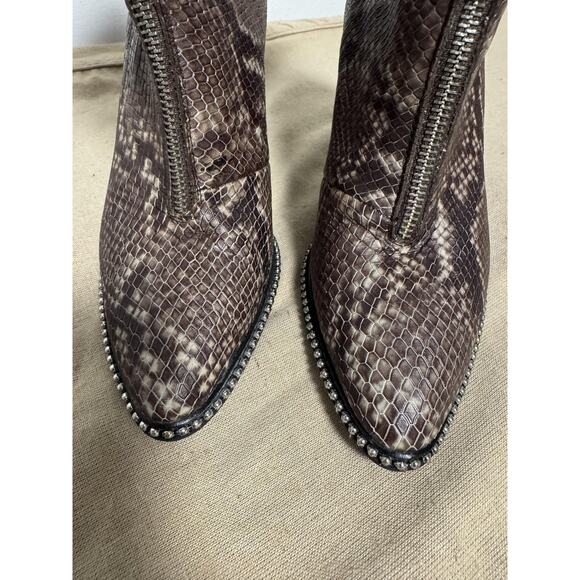 Toral Ankle Boots Womens Size 36 Snakeskin Zip Studded Block Heel Made in Spain - Picture 6 of 13